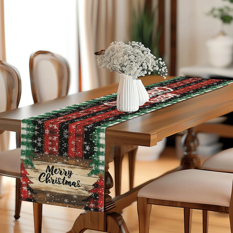 Axyaa Christmas Plaid Table Runner: Festive Dining Decor for Kitchen Party Tables