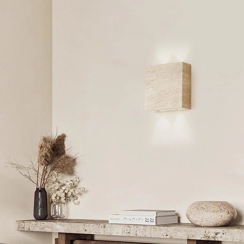 Axyaa LED Wall Lamps with Yellow Stone Lampshade for Indoor Lighting