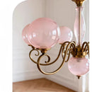 Axyaa French Retro American Style Pink Glass Ball Pendant Light for Living Room and Master Bedroom