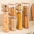 Axyaa Clear Storage Jars with Wood Lid, Airtight Food Container for Kitchen Organization