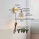 Axyaa Ceramic Copper LED Wall Lights with Pull Chain Switch for Bedroom Reading
