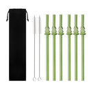 Axyaa Green Glass Straws: 9Pcs Eco-friendly High Borosilicate Glass Drinking Straws