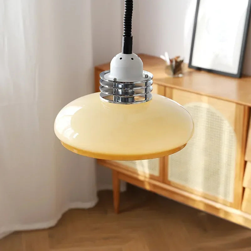 Axyaa Round Glass LED Chandelier for Bedroom, Restaurant, and Bar Counter