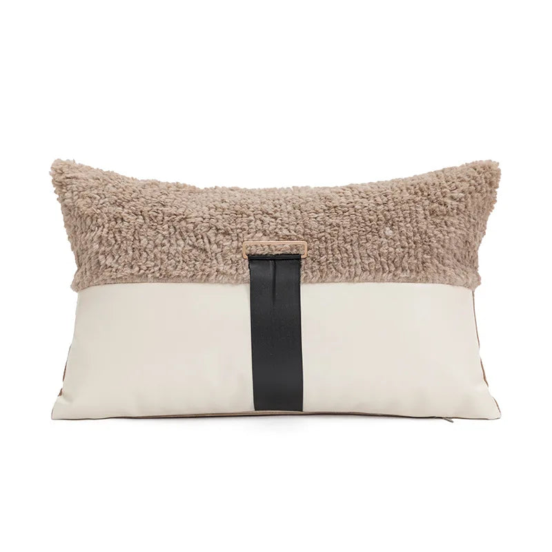 Embroidered Tufted Cushion Cover in Neutral Tones by Axyaa