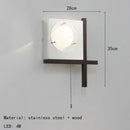 Axyaa LED Wall Lamp Dark Wood Clear Glass Sconce for Bedroom Foyer Stairs
