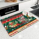 Christmas Santa Absorbent Drying Mat for Kitchen and Table Cup Drying Mats by Axyaa