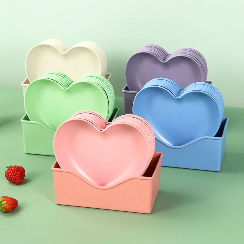 Axyaa Heart-Shaped Snack Plate Set of 6