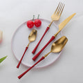 Axyaa Gold Stainless Steel Flatware Set - Elegant Black Dinnerware Tableware
