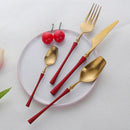 Axyaa Gold Stainless Steel Cutlery Set - Elegant Black Dinnerware Flatware
