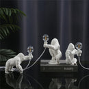 Axya Mini Gorilla Table Lamp: Black White Golden Monkey Desk Light