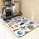 Axyaa Silicone Pumpkin Drying Mat: Halloween Kitchen Decor Absorbent Placemat & Cup Holder