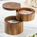 Axyaa Wooden Salt Cellar with Spoon and Swivel Lid