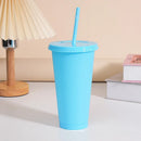 Axyaa 710ml 24oz Reusable Plastic Cold Cup with Lid and Straw