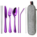 Axyaa Stainless Steel Dinnerware Set with Reusable Straw, Cutlery, Knife, Spoon, Fork, Chopsticks