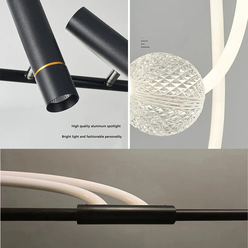 Axyaa Long Arc LED Chandelier - Elegant Nordic Design for Bar and Desk