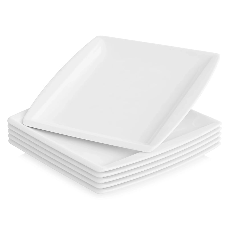 Axya 6-Piece 10.25" Ivory White Porcelain Large Flat Dinner Plates