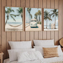 Tropical Surfboard Travel & Beach Photo Canvas Set, Ocean Palm Tree Print for Summer Decor by Axyaa.