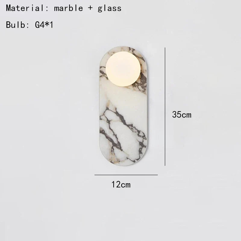 Axyaa White Black Stone Wall Light with Glass Sconce for Indoor Spaces