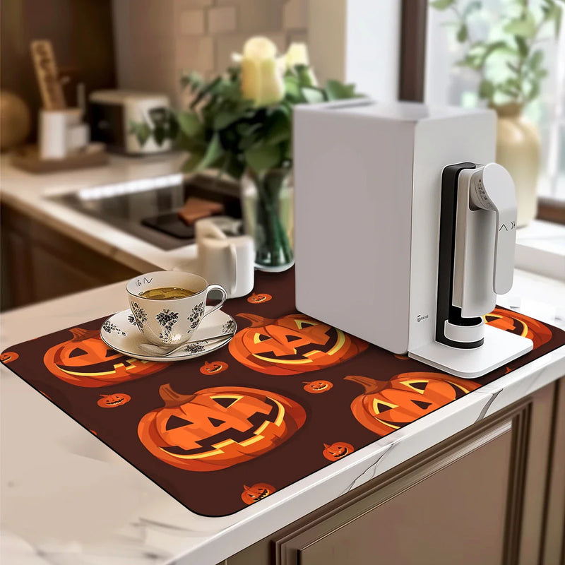 Axyaa Halloween Head Square Dry Mat for Bathroom and Kitchen Tables