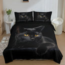 Axyaa 3D Black Cat Print Duvet Cover Set - Soft Fashion Bedding