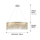Axyaa LED Tassel Pendant Chandelier: Modern Luxury Chain Lamp for Hotel Lobby & Living Room