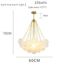 Axyaa Nordic Glass Chandelier: Frosted Glass, LED Pendant Light - Gold/Black