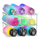 Axyaa Stackable Water Bottle Organizer for Cabinet – Clear Plastic Kitchen Storage Holder