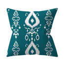 Teal Blue Green Floral Stripe Geometric Pillowcase by Axyaa for Home Decor