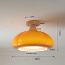 Axyaa Big Pumpkin Glass Pendant Light 30W Vintage Wood Hanging Lamp