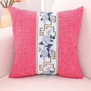 Axyaa Blue White Porcelain Chinoiserie Pillow Cover Chinese Style Linen Living Bedroom