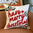 Axyaa Christmas Theme Embroidered Pillow Cushion Cover