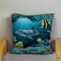 Axyaa Dolphin Ocean Pattern Cushion Cover for Kids Sofa & Home Decor