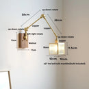 Axyaa Cube Glass LED Wall Sconce, Walnut Wood, Pull Chain Switch, 2 Arms