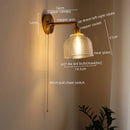 Axyaa Glass Wall Sconce Light Fixtures Copper Nordic Bedside Lamp