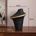Axyaa Black White Color Block Ceramic Vase Gold Plant Pot Room Decor Aesthetic