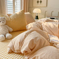 Axyaa Lattice Duvet Cover Set with Sheet & Pillowcases, Twin-Queen Size