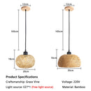 Rattan Bamboo Pendant Chandelier by Axyaa for Indoor Dining Room Lighting