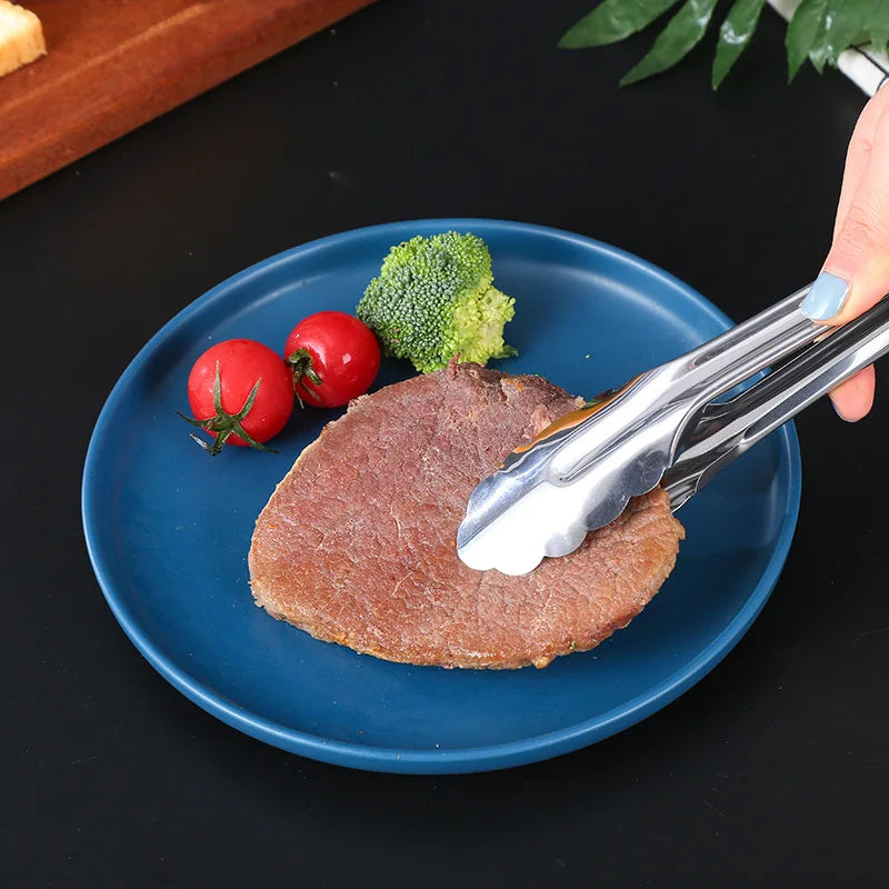 Axyaa Stainless Steel Food Tongs - Kitchen Buffet Clamp and Salad Steak BBQ Tool
