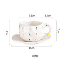 Axyaa Hand-Pinched Ceramic Mug & Saucer Set, Irregular Floral Design, Ins Style Drinkware