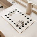 Axyaa Watercolor Square Dry Mat for Dishes & Cups - Absorbent & Anti-slip