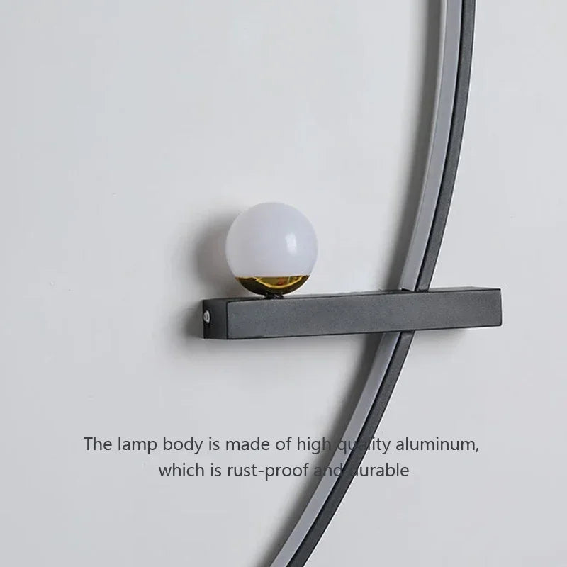 Axyaa Black Gold Minimalist LED Wall Lamp for Bedroom Study Decor