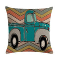 Axyaa Retro Car Pattern Cushion Cover Linen Pillowcase 45*45cm