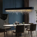 Axyaa Luxury Crystal Chandelier LED Hanging Light Fixture Gold/Black Island Pendant Lamp
