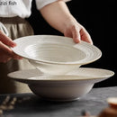 Axyaa Ceramic Bead Dot Straw Hat Soup Salad Pasta Dessert Plate