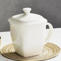 Axyaa 500ML Bone  Tumbler with Lid, Pure White Ceramic Coffee Mug