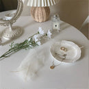 Ceramic Dessert Tray by Axya: Hand-carved White Disc for Jewelry Storage & Photography Props