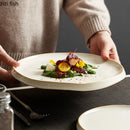 Axya Round Ceramic Dinner Plates: Solid Color Pasta Steak Plate Set