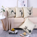Axyaa Vintage Black Cat Cushion Cover - Cozy Home Decor Accent