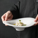 Axyaa White Ceramic Irregular Shaped Deep Soup Plate - High-End Tableware