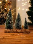 Axyaa Mini Christmas Tree Ornaments: Wooden Festive Holiday Decor Table Centerpiece